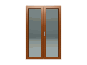 Dvokrilni prozor / Desni / 1600 x 2100 / Zlatni hrast / Troslojno staklo